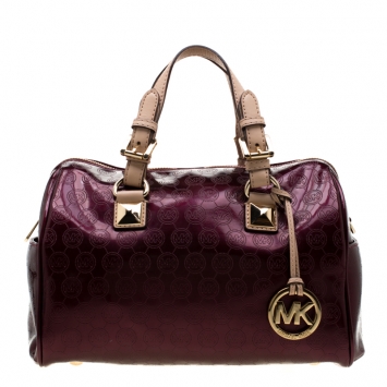 Pre Owned MICHAEL Michael Kors Purple Patent Leather Grayson Satchel