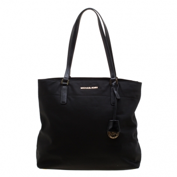 Pre Owned MICHAEL Michael Kors Black Nylon and Leather Large Morgan Tote 