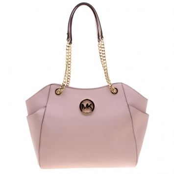 Pre Owned Michael Michael Kors Blush Pink  Leather Jet Set Travel Chain Shoulder Bag
