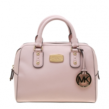 Pre Owned MICHAEL Michael Kors Light Pink Leather Top Zip Satchel