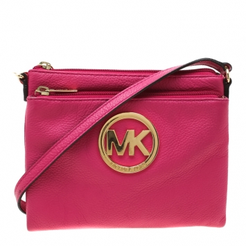 Pre Owned MICHAEL Michael Kors Pink Leather Adele Crossbody Bag