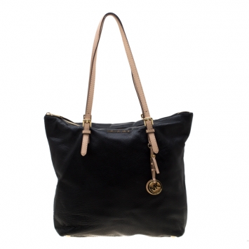 Pre Owned MICHAEL Michael Kors Black Leather Jet Set Tote