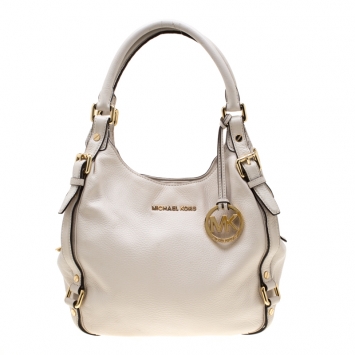 Pre Owned MICHAEL Michael Kors Off White Leather Bedford Hobo