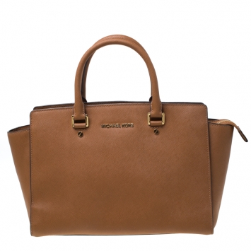 Pre Owned Michael Michael Kors Brown Saffiano Leather Medium Selma Tote