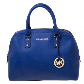 Pre Owned Michael Michael Kors Blue Saffiano Leather Satchel