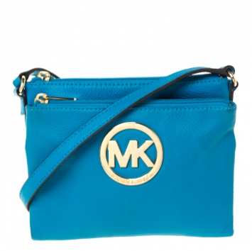 Pre Owned MICHAEL Michael Kors Blue Leather Adele Crossbody Bag
