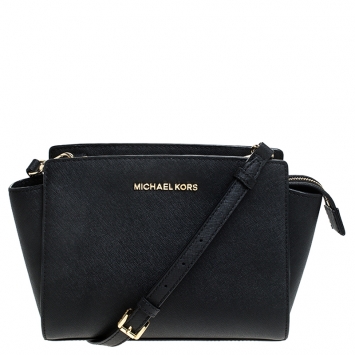 Pre Owned MICHAEL Micheal Kors Black Leather Small Selma Crossbody Bag