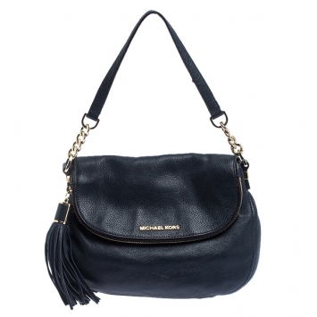 Pre Owned  MICHAEL Michael Kors Navy Blue Leather Bedford Tassle Shoulder Bag