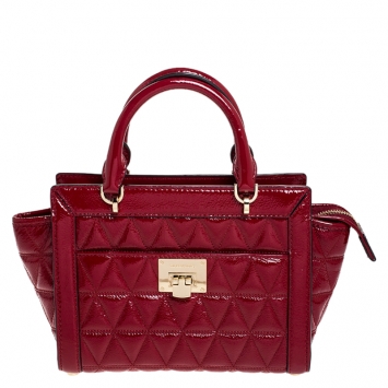 Pre Owned MICHAEL Michael Kors Red Patent Leather Vivianne Satchel
