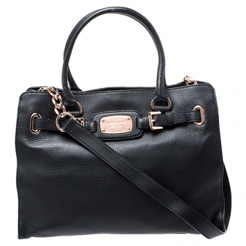 Pre Owned MICHAEL Michael Kors Black Leather Hamilton Tote