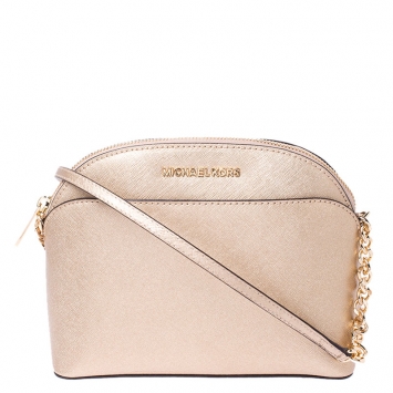 Pre Owned MICHAEL Michael Kors Gold Leather Emmy Crossbody Bag