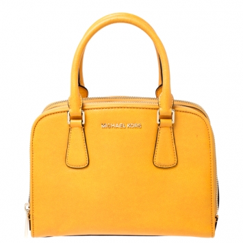 Pre Owned MICHAEL Michael Kors Mustard Leather Medium Reese Satchel