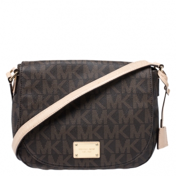 Pre Owned MICHAEL Michael Kors Brown Coated Canvas Hamilton Shoulder Bag