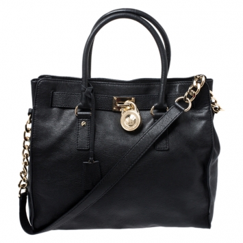 Pre Owned MICHAEL Michael Kors Black Leather Hamilton Tote