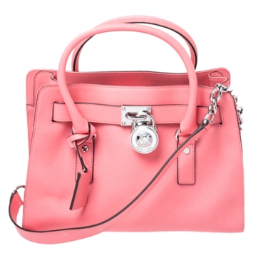 Pre Owned MICHAEL Michael Kors Pink Saffiano Leather Medium Hamilton Tote