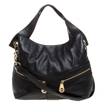 Pre Owned  MICHAEL Michael Kors Black Leather Jamesport Two Way Bag