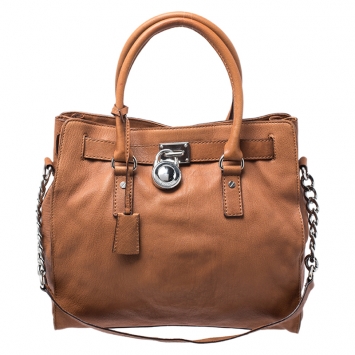 Pre Owned MICHAEL Michael Kors Brown Saffiano Leather Large Hamilton North South Tote