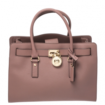 Pre Owned Michael Kors Pink Leather Hamilton tote 