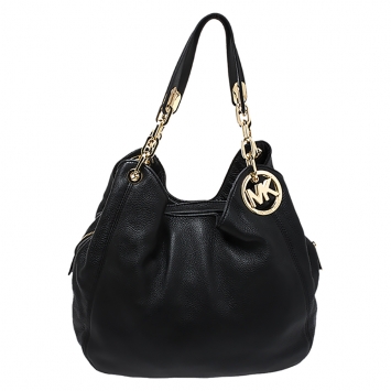 Pre Owned MICHAEL Michael Kors Black Leather Lillie Chain Hobo