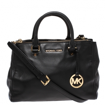Pre Owned MICHAEL Michael Kors Black Leather Sutton Satchel
