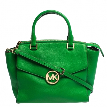 Pre Owned MICHAEL Michael Kors Green Leather Hudson Satchel