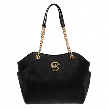 Pre Owned MICHAEL Michael Kors Black Leather Jet Set Chain Shoulder Bag