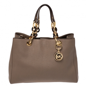 Pre Owned MICHAEL Michael Kors Beige Leather Medium Cynthia Tote