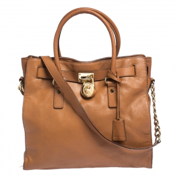 Pre Owned MICHAEL Michael Kors Tan Leather Large Hamilton North South Tote