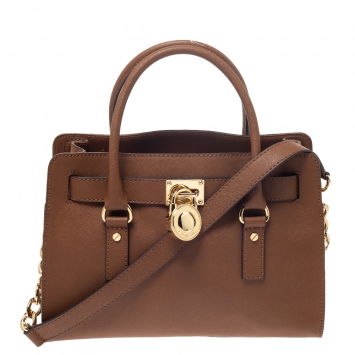 Pre Owned MICHAEL Michael Kors Brown Leather Medium Hamilton East West Tote