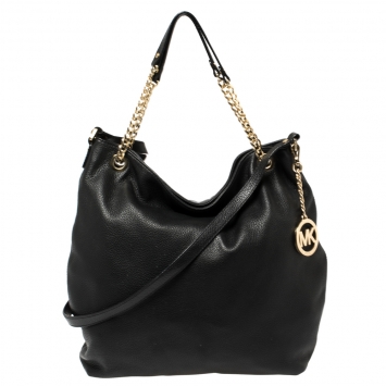 Pre Owned MICHAEL Michael Kors Black Leather Large Jet Set Chain Tote