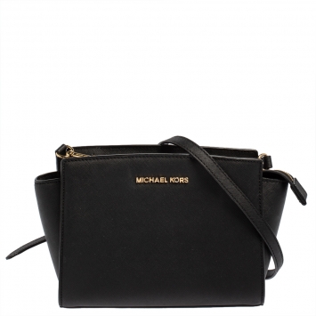 Pre Owned MICHAEL Micheal Kors Black Leather Small Selma Crossbody Bag