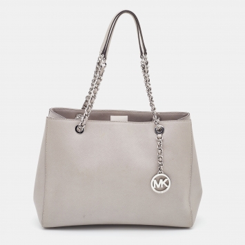 Pre Owned MICHAEL Michael Kors Grey Leather Susannah Chain Tote