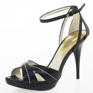 Pre Owned MICHAEL Michael Kors Black Leather Ankle Strap Sandals Size 38