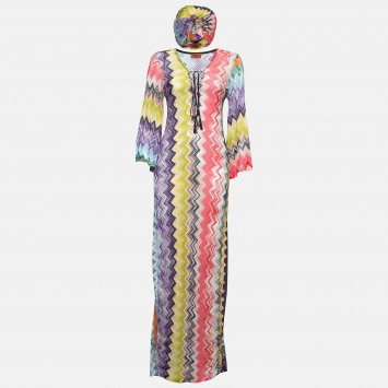 Pre Owned Missoni Mare Multicolor Chevron Crochet Knit Cover Up M