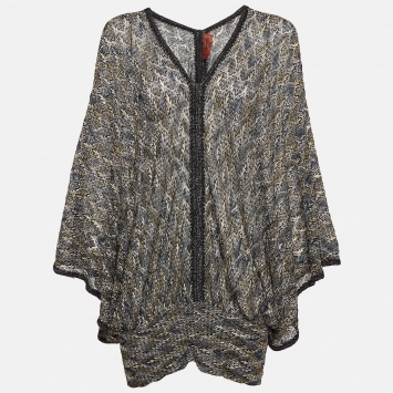 Pre Owned Missoni Mare Green Patterned Lurex Knit Cover-Up Mini Dress M