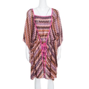 Pre Owned Missoni Mare Multicolor Chevron Patterned Knit Kaftan Tunic L