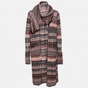مملوكة مسبقًا Missoni Multicolor Crochet Knit Open Front Cardigan M