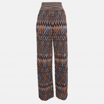 Pre Owned Missoni Multicolor Patterned Wool Knit Palazzo Pants M