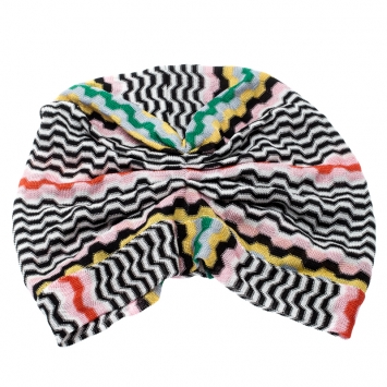 Pre Owned Missoni Mare Multicolor Zig Zag Pattern Knit Beach Turban