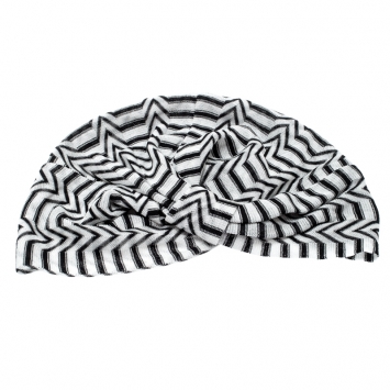 Pre Owned Missoni Mare Monochrome Zig Zag Pattern Knit Beach Turban