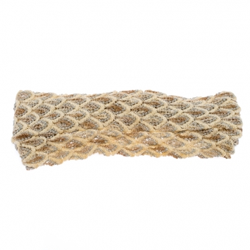 Pre Owned Missoni Cream Lurex Feathered Crochet Knit Headband 