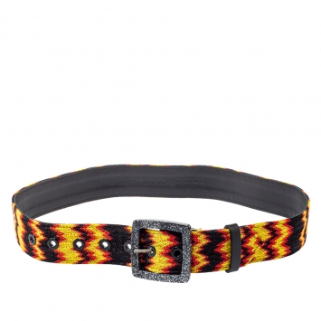 Pre Owned Missoni Multicolour Fabric and Leather Buckle Belt 75 CM