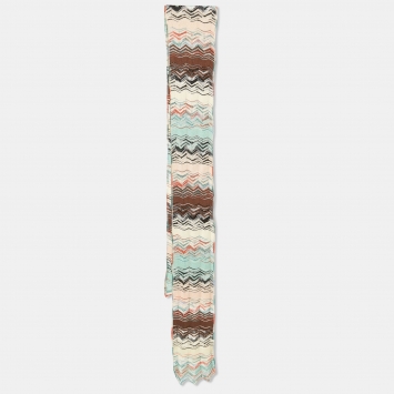 Pre Owned Missoni Multicolor Chevron Knit Cotton Blend Scarf