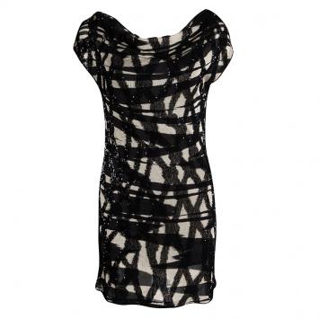 Pre Owned Missoni Black and Beige Sequined Crochet Knit Lietta Dress S