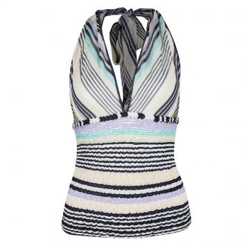 Pre Owned Missoni Mutlicolor Striped Knit Halter Top S