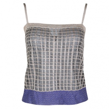 Pre Owned Missoni Metallic Checked Contrast Hem Detail Sleeveless Top S