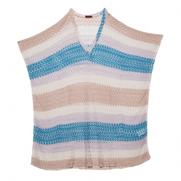 Pre Owned Missoni Mare Multicolor Perforated Knit Kaftan Style Beach Cover Up Top M