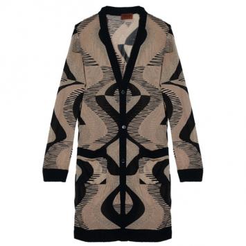 Pre Owned Missoni Wave Print Metallic Knit Cardigan L