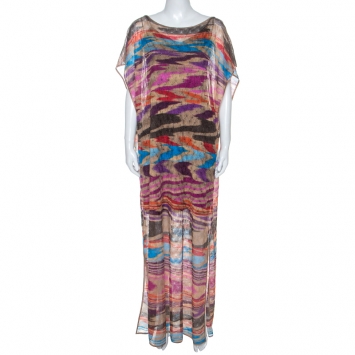 Pre Owned Missoni Mare Multicolor Knit Cover Up Maxi Dress M