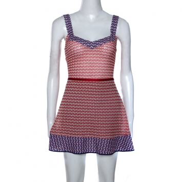 Pre Owned Missoni Mare Orange & Navy Blue Knit Cover Up Mini Dress S 